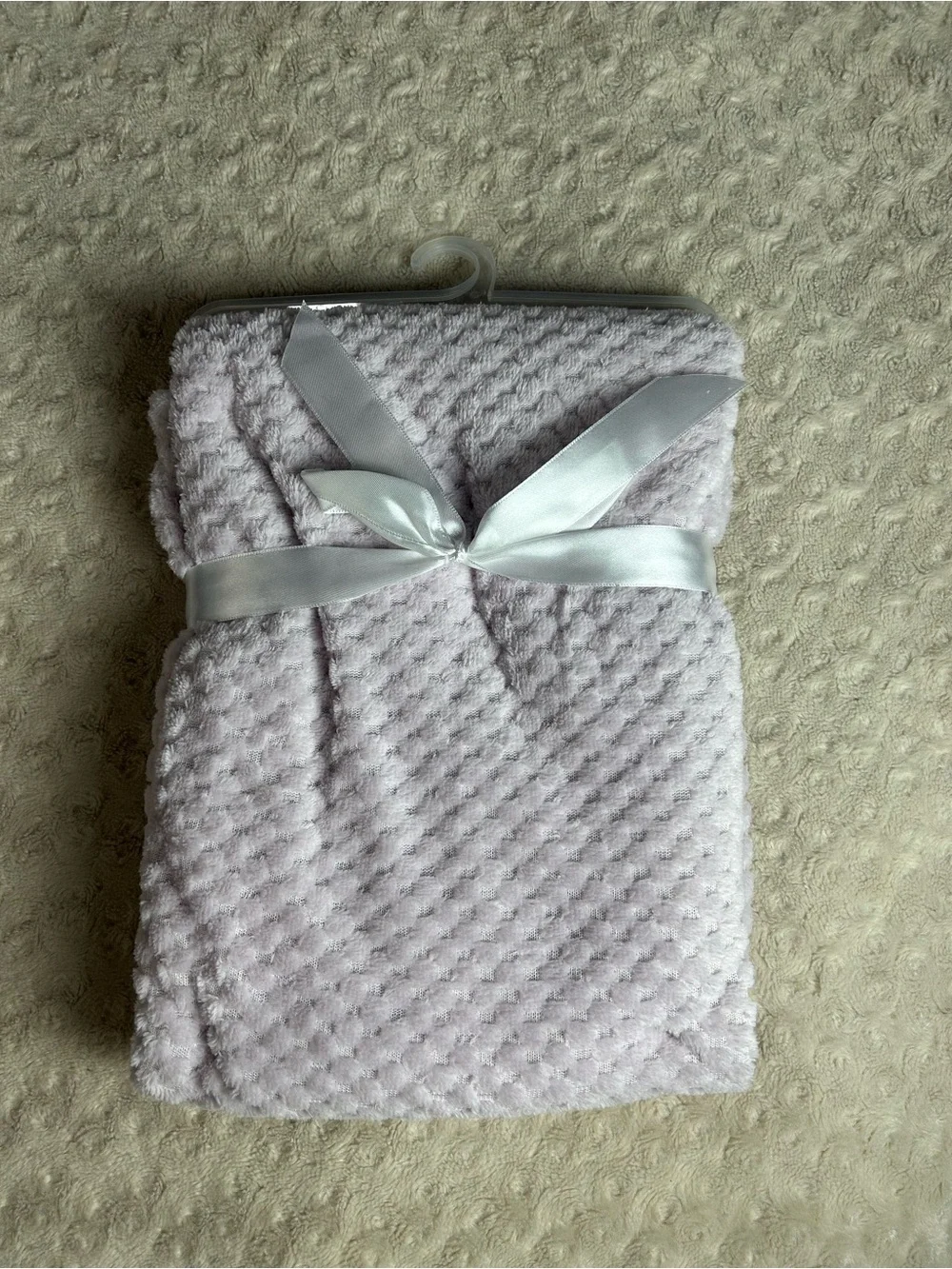 Born Loved Solid Purple Honeycomb Baby Blanket Textured Soft Plush